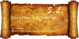 Strifler Lóránt névjegykártya